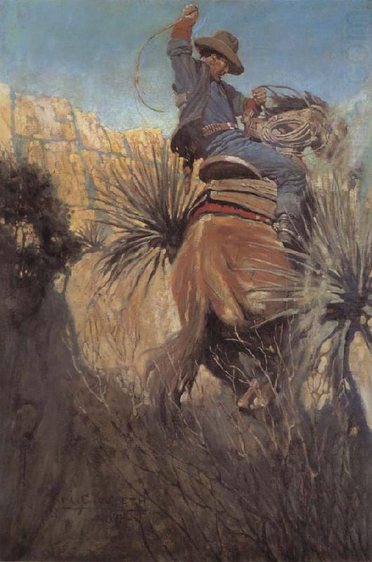 I Saw His Horse Jump Back Dodgin-a Rattlesnake or Somethin, NC Wyeth